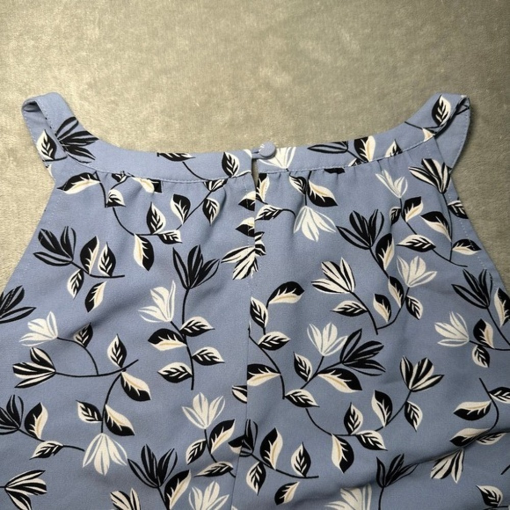 J Jill Wearever Dress Sz XL Blue Floral Sleeveless Shift Ruffle Hem Casual Boho - Picture 5 of 12